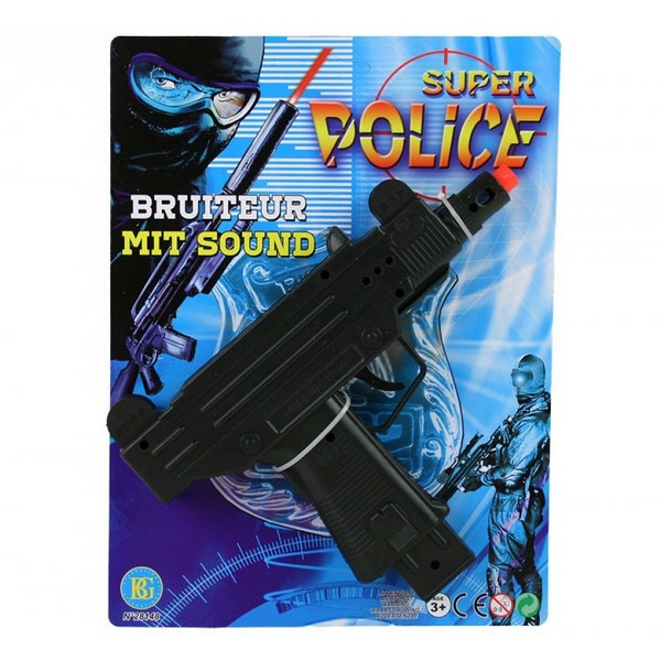 Super Police, Konepistooli Äänillä, 22.5x16.5cm, musta Super Police, Konepistooli Äänillä, 22.5x16.5cm, musta